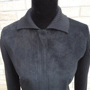 SIZE S. Clothes by Revue suede leather jacket with knitted collar and sleeves.